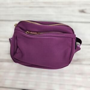 Zorfin Purple Fanny Pack Men/Women 5 Zipper Pocket Crossbody Adjustable Bag